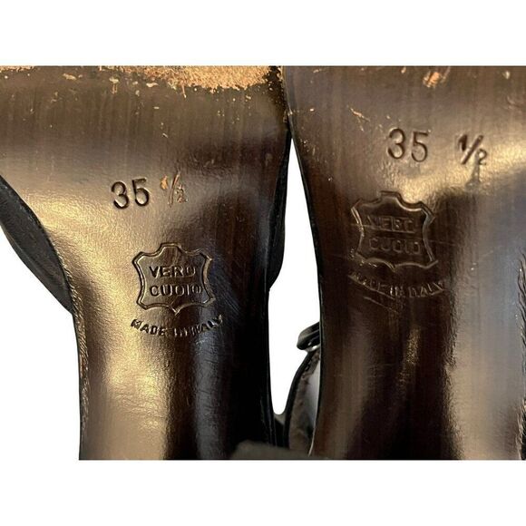 Marc Jacobs US Size 5.5 Euro 35 1/2 Black Buckle Ankle Strap Leather Pump Heels - Picture 7 of 7